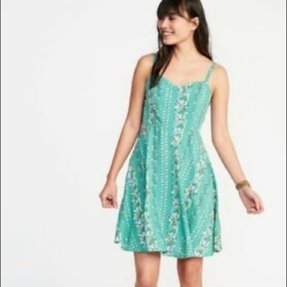 old navy green floral dress